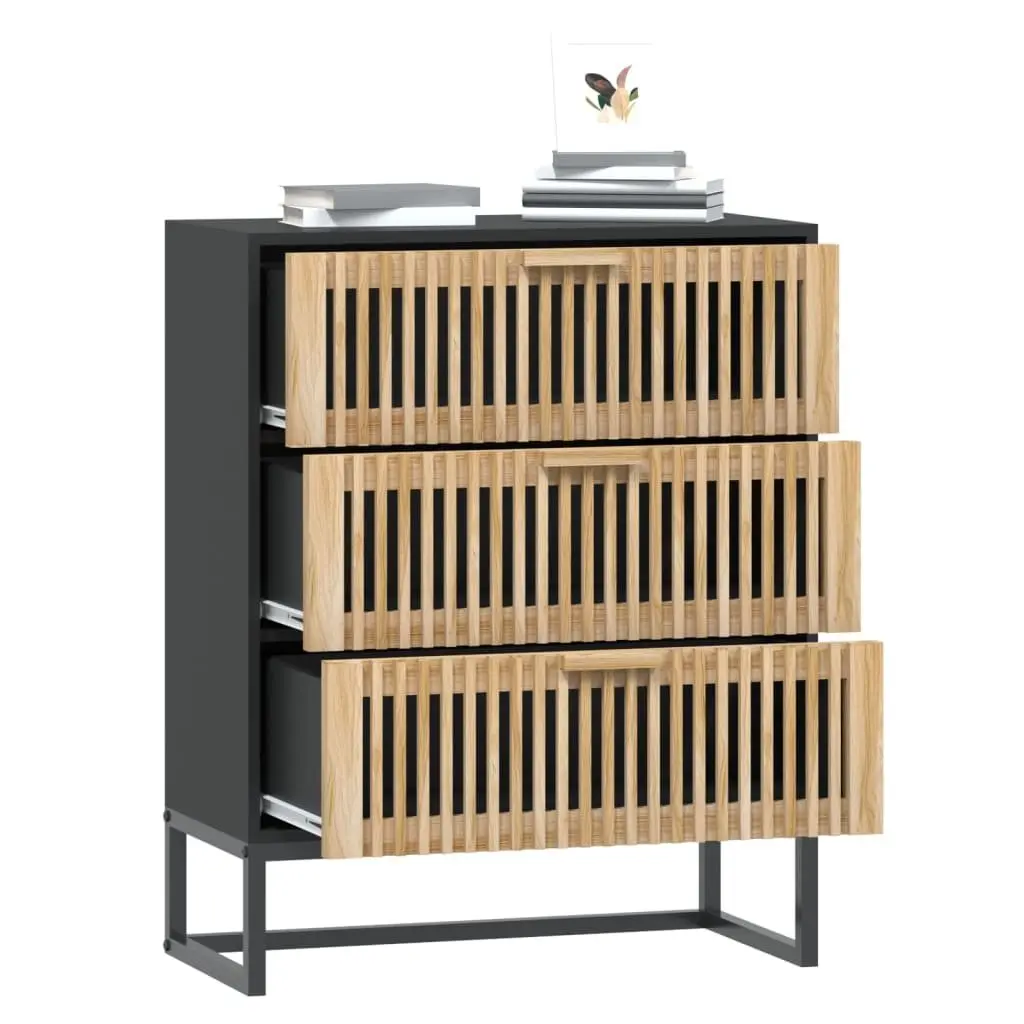 Sideboard Storage Cabinet Black 60x30x75cm Engineered Wood Drawers