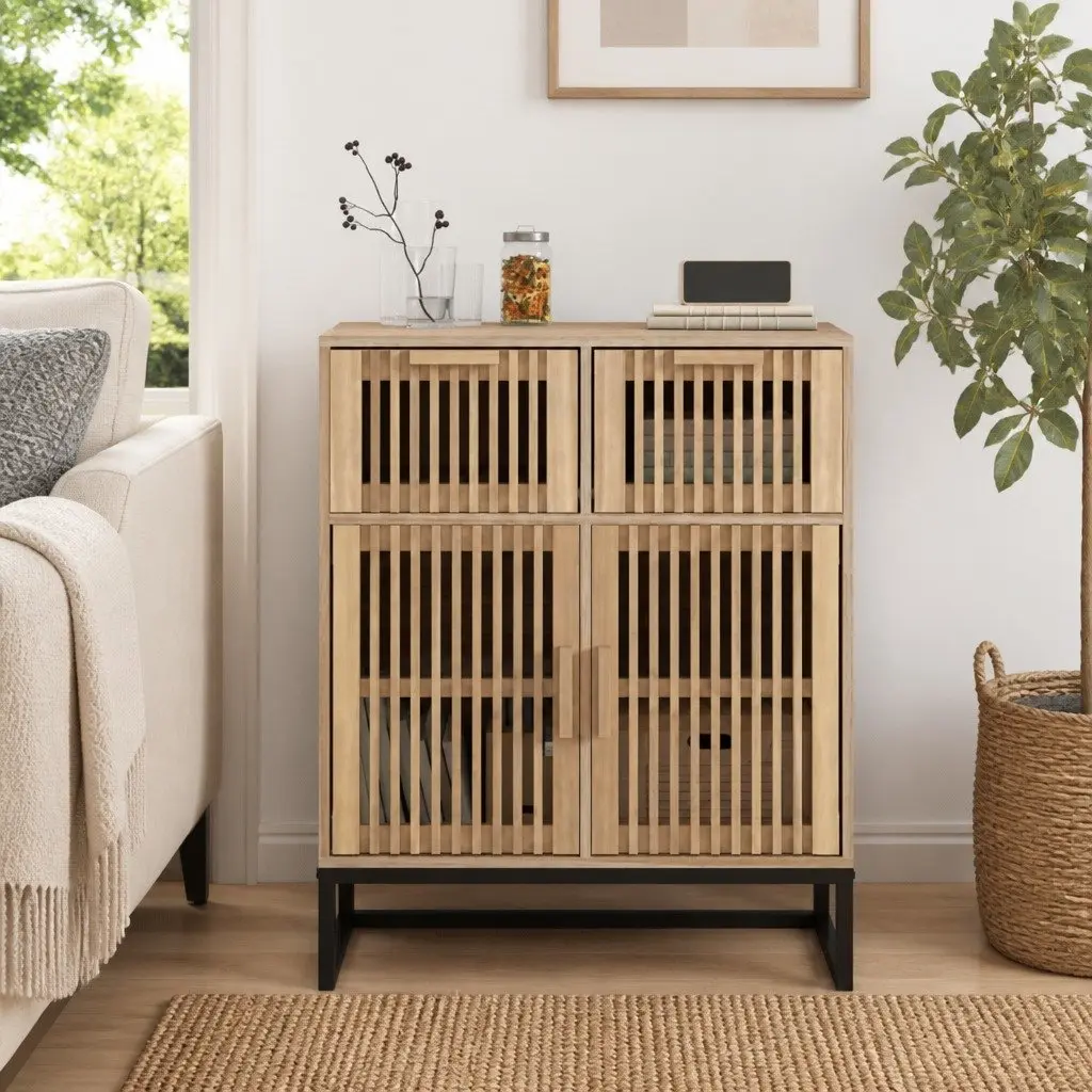 Sideboard Cabinet Storage 60x30x75 cm Brown Engineered Wood Furniture with Doors