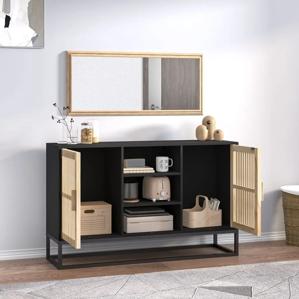 Sideboard Storage Cabinet 105x30x65 cm Black Engineered Wood Furniture Buffet