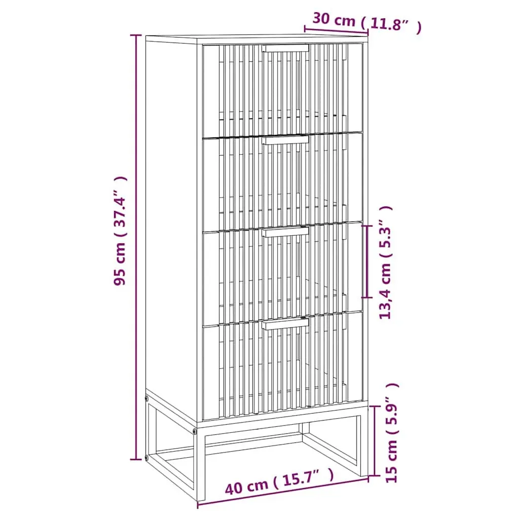 Highboard Storage Cabinet Tall Engineered Wood Brown 40 x 30 x 95 cm