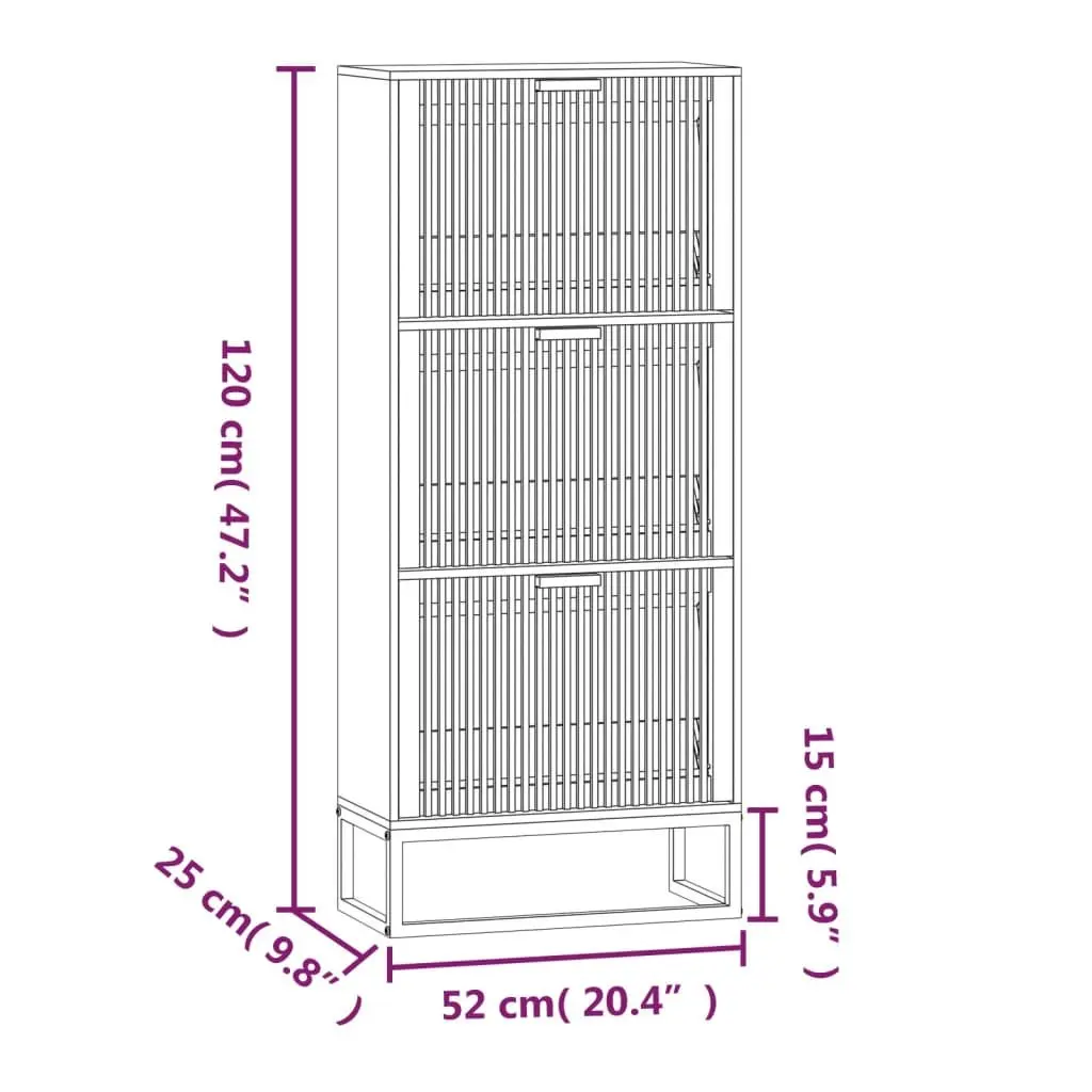 Shoe Cabinet Storage Organiser Rack Display Unit Black Engineered Wood 52W x 25D x 120H cm