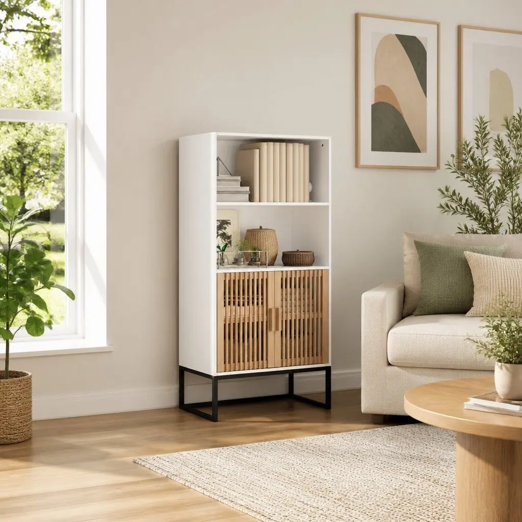Highboard Storage Cabinet White 60x35x125 cm Engineered Wood