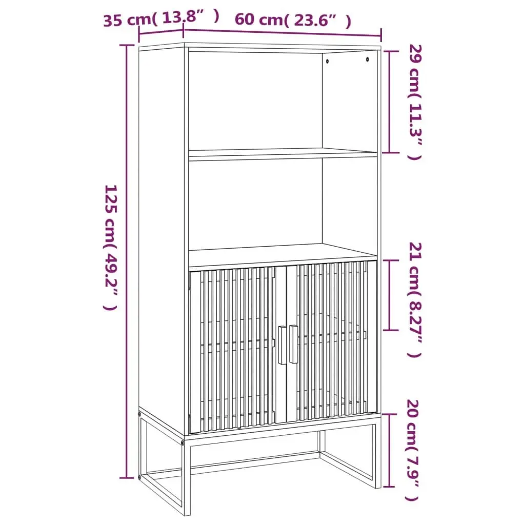 Highboard Storage Cabinet White 60x35x125 cm Engineered Wood