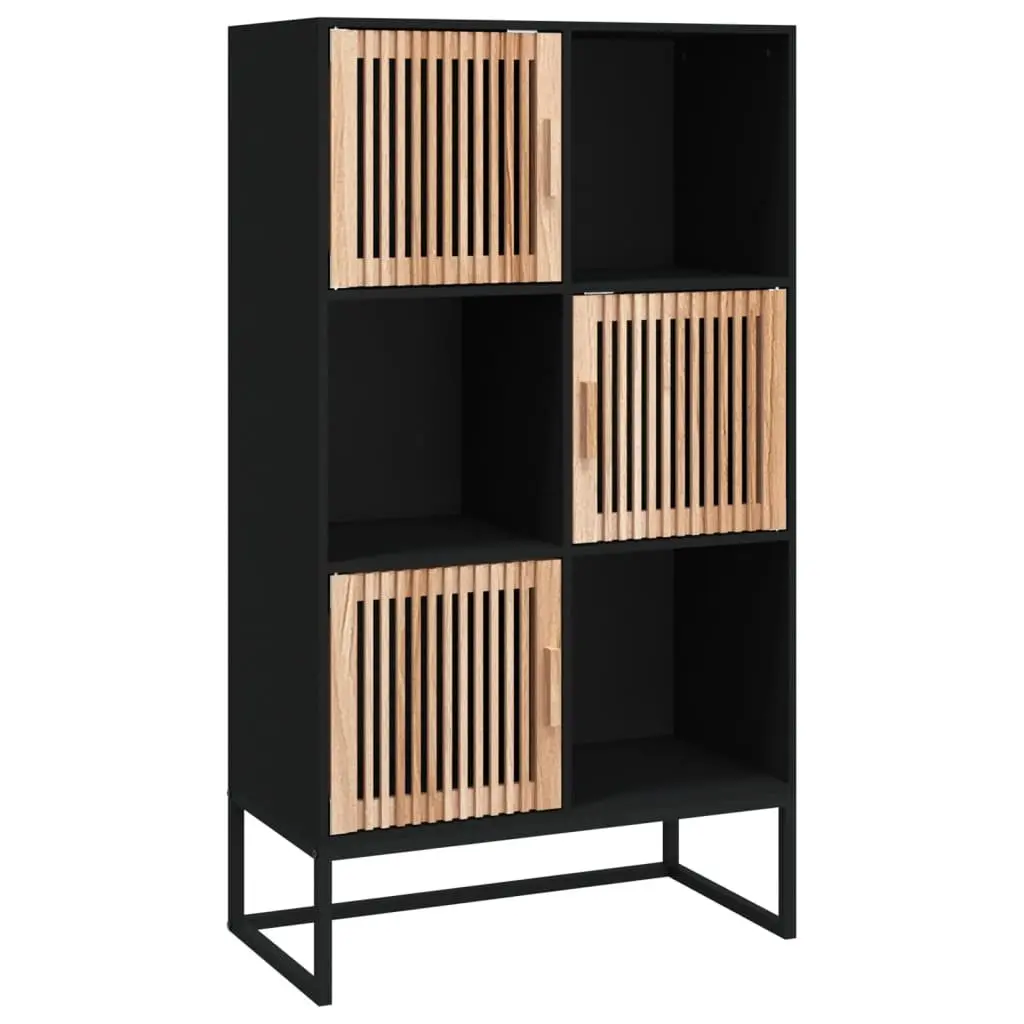 Highboard Storage Cabinet Black 70x35x125cm Engineered Wood 3 Door Sideboard