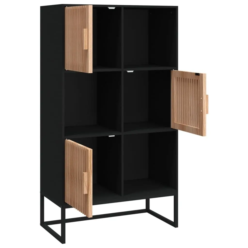 Highboard Storage Cabinet Black 70x35x125cm Engineered Wood 3 Door Sideboard