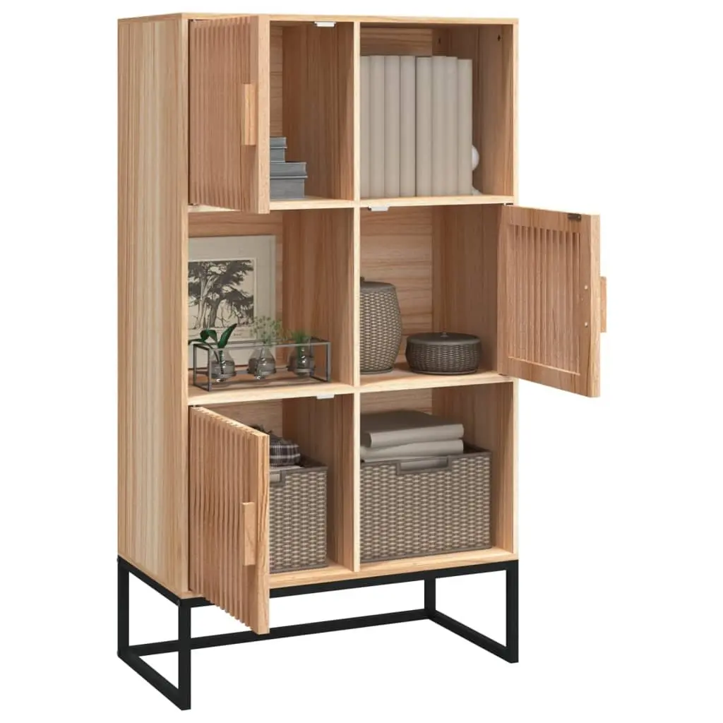 Storage Highboard Cabinet 70x35x125cm Brown Engineered Wood 3 Door
