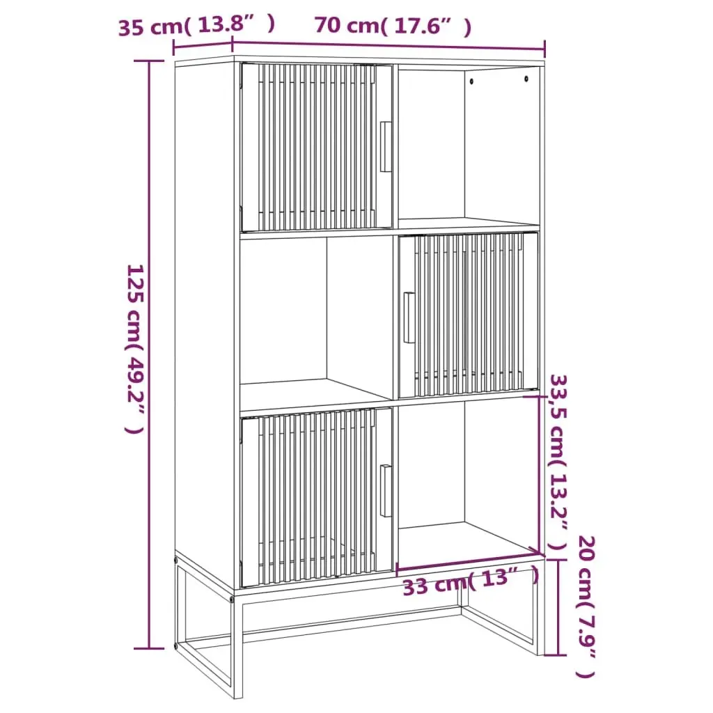 Storage Highboard Cabinet 70x35x125cm Brown Engineered Wood 3 Door