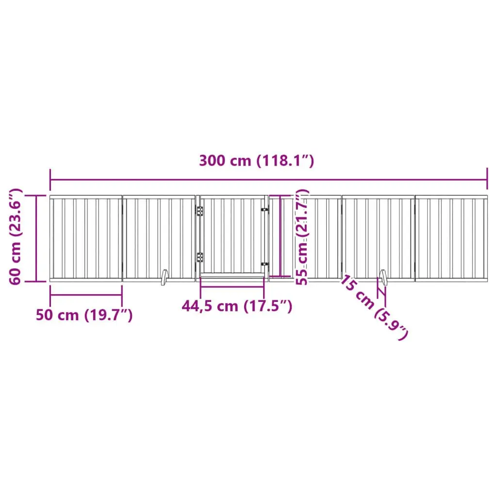 Dog Gate Foldable 6 Panel Pet Barrier with Door Lock Safety Brown