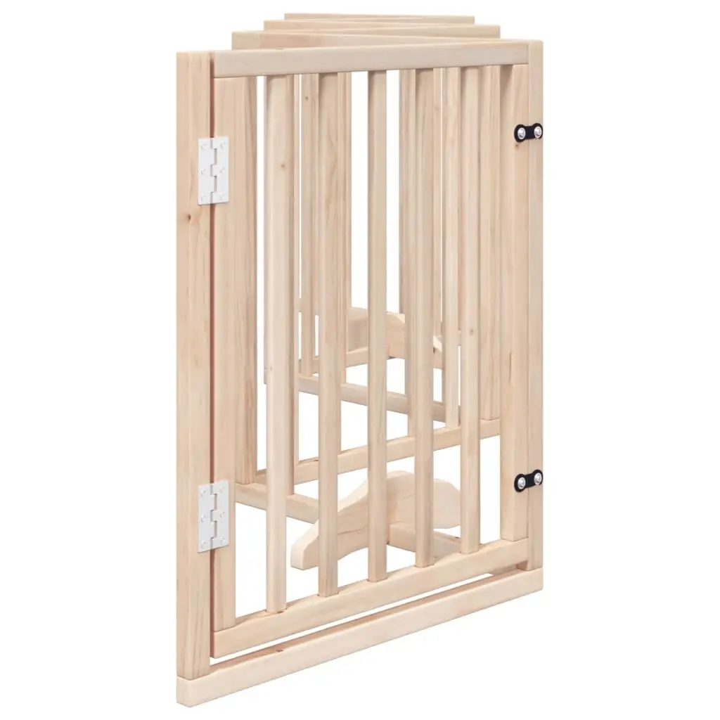 Dog Gate Foldable 6 Panel Pet Barrier with Door Lock Safety Brown