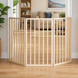 Reliable 3-Panel Dog Gate - 150cm Brown Wood Barrier