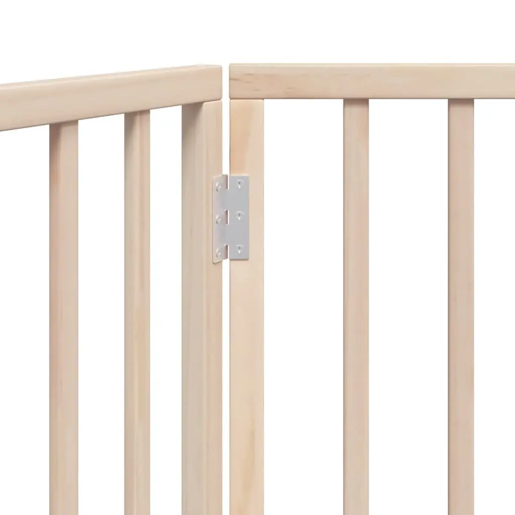 Dog Gate Foldable 3 Panels 150cm Brown Poplar Wood Safety Barrier