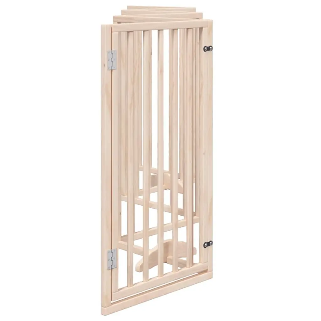 Dog Gate Foldable 6 Panels 300 cm Brown Pet Safety Enclosure with Door