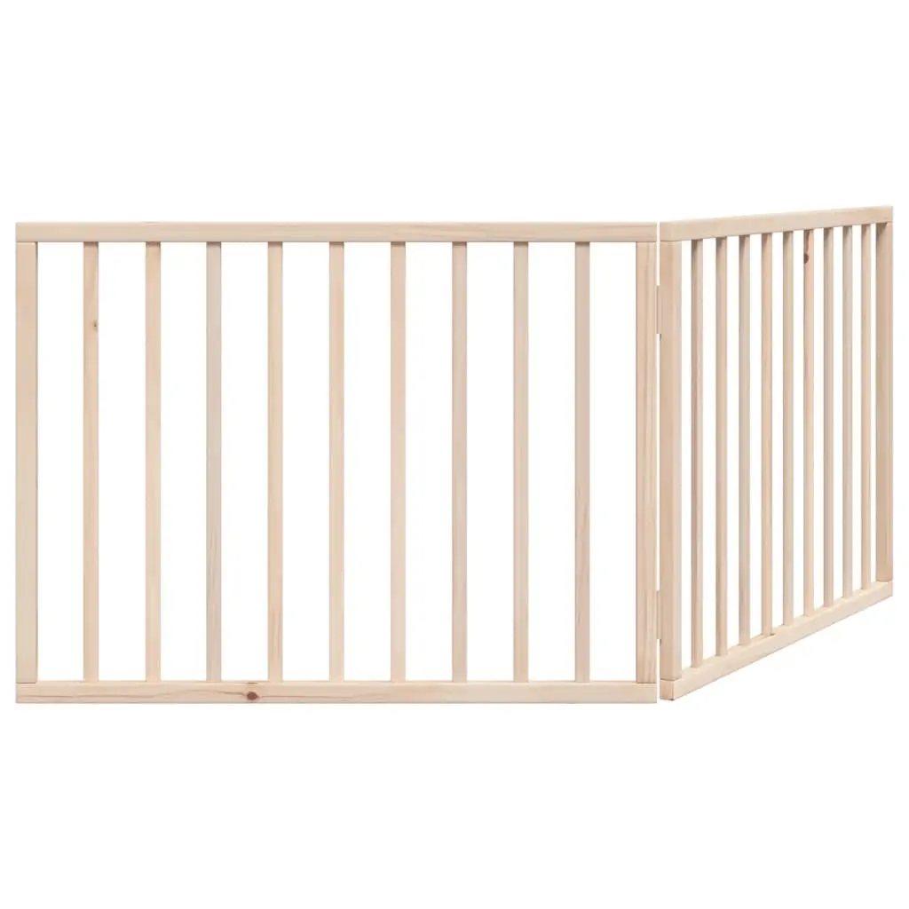 Dog Gate Foldable Pet Safety Barrier 160cm Brown Poplar Wood