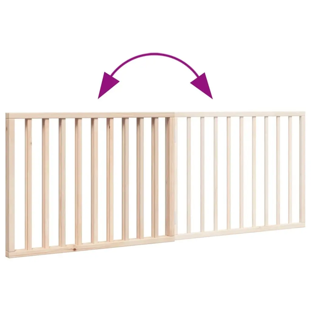 Dog Gate Foldable Pet Safety Barrier 160cm Brown Poplar Wood