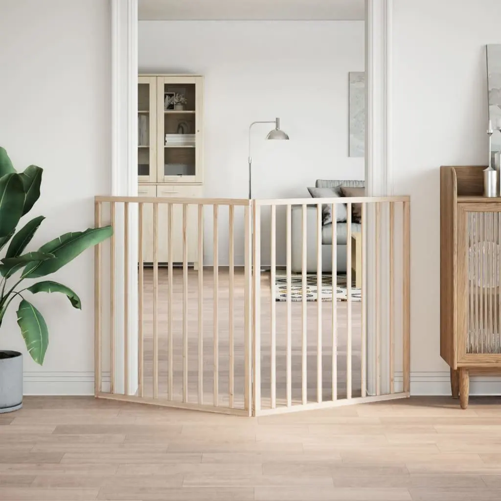 Dog Gate Foldable Pet Safety Barrier 160cm Poplar Wood Brown