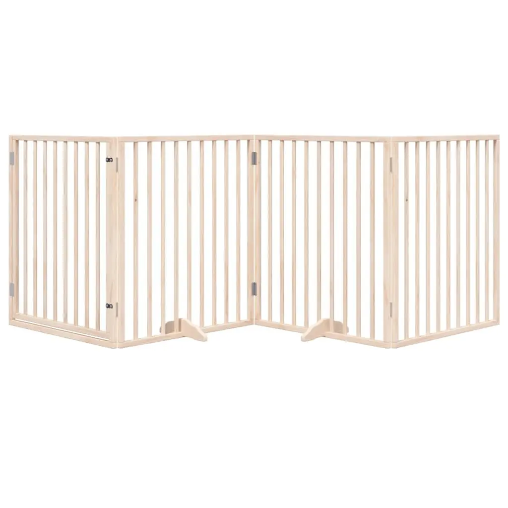 Dog Gate Foldable Pet Safety Barrier 320cm 4 Panels Brown Poplar Wood