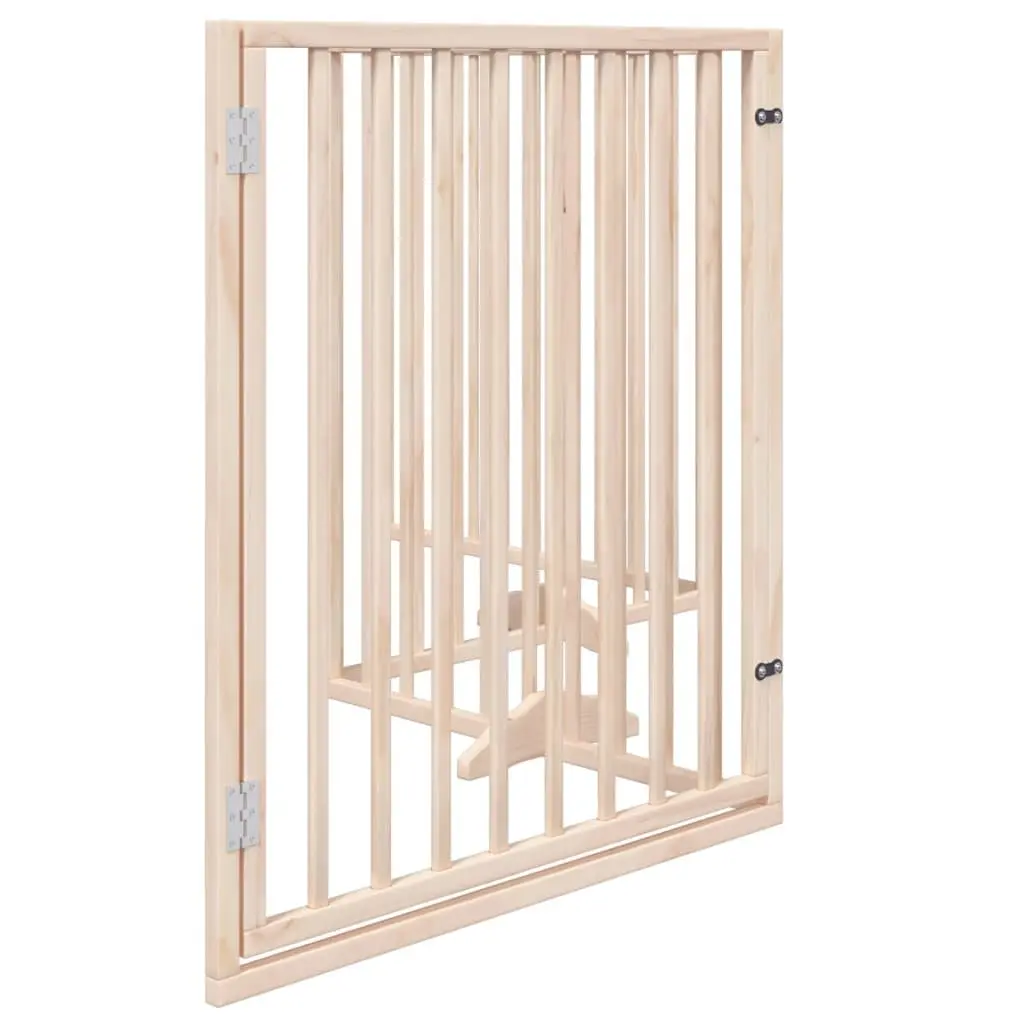 Dog Gate Foldable Pet Safety Barrier 320cm 4 Panels Brown Poplar Wood