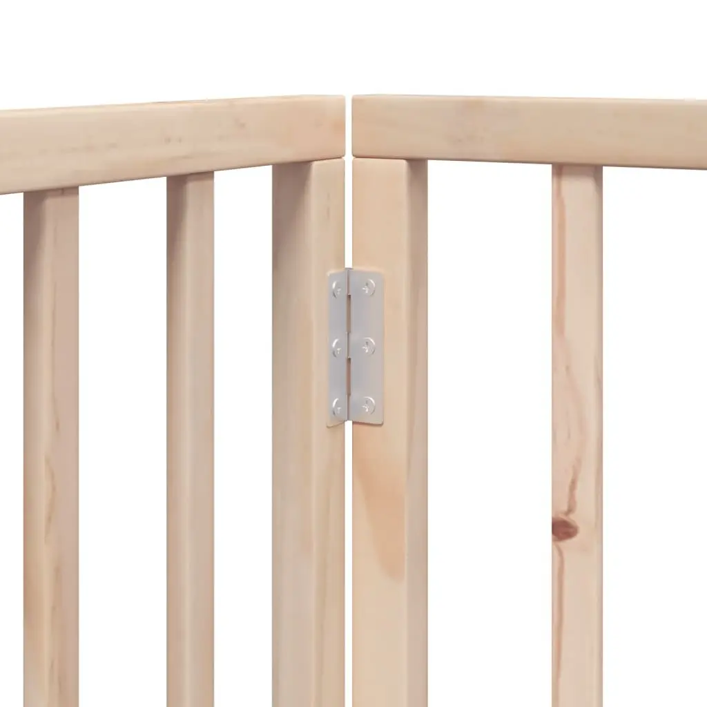Dog Gate Foldable Pet Safety Barrier 320cm 4 Panels Brown Poplar Wood