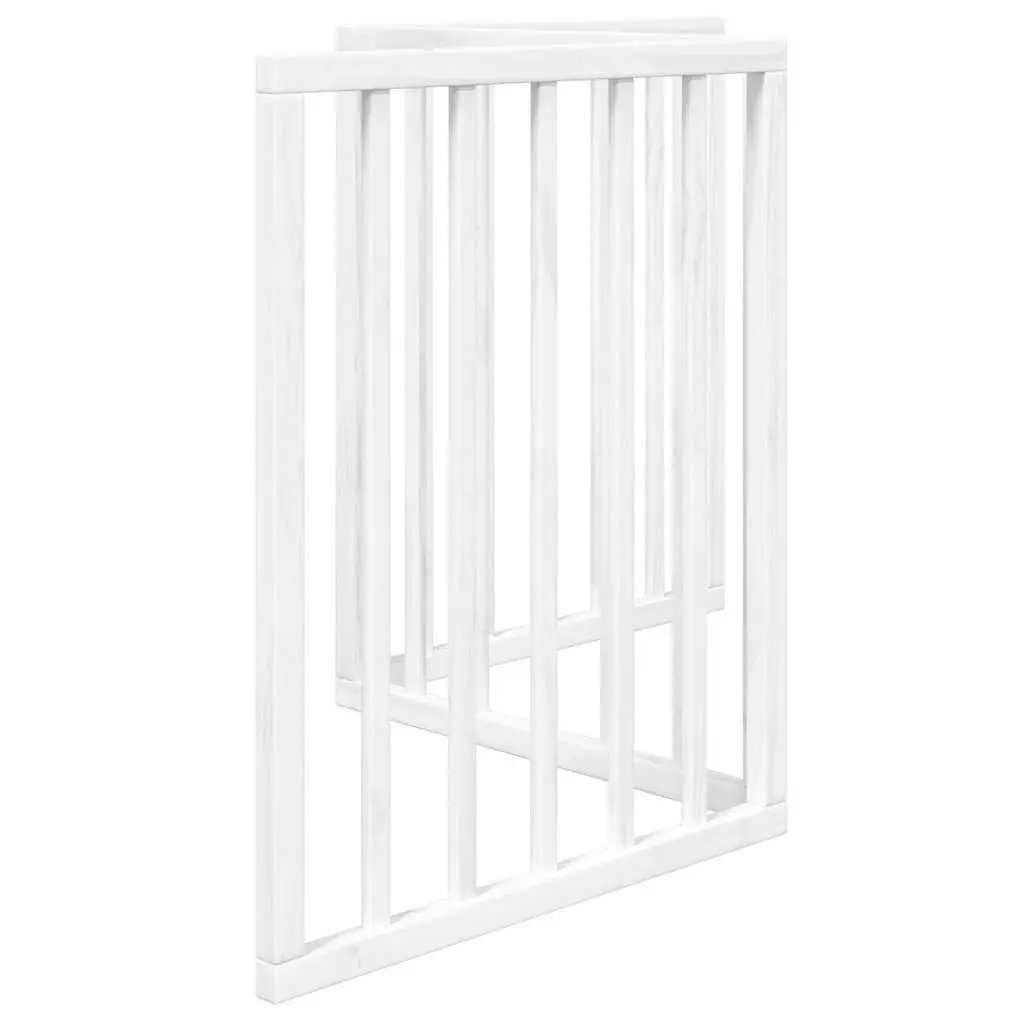 Foldable Dog Gate White 150cm 3 Panel Poplar Wood Pet Safety Barrier