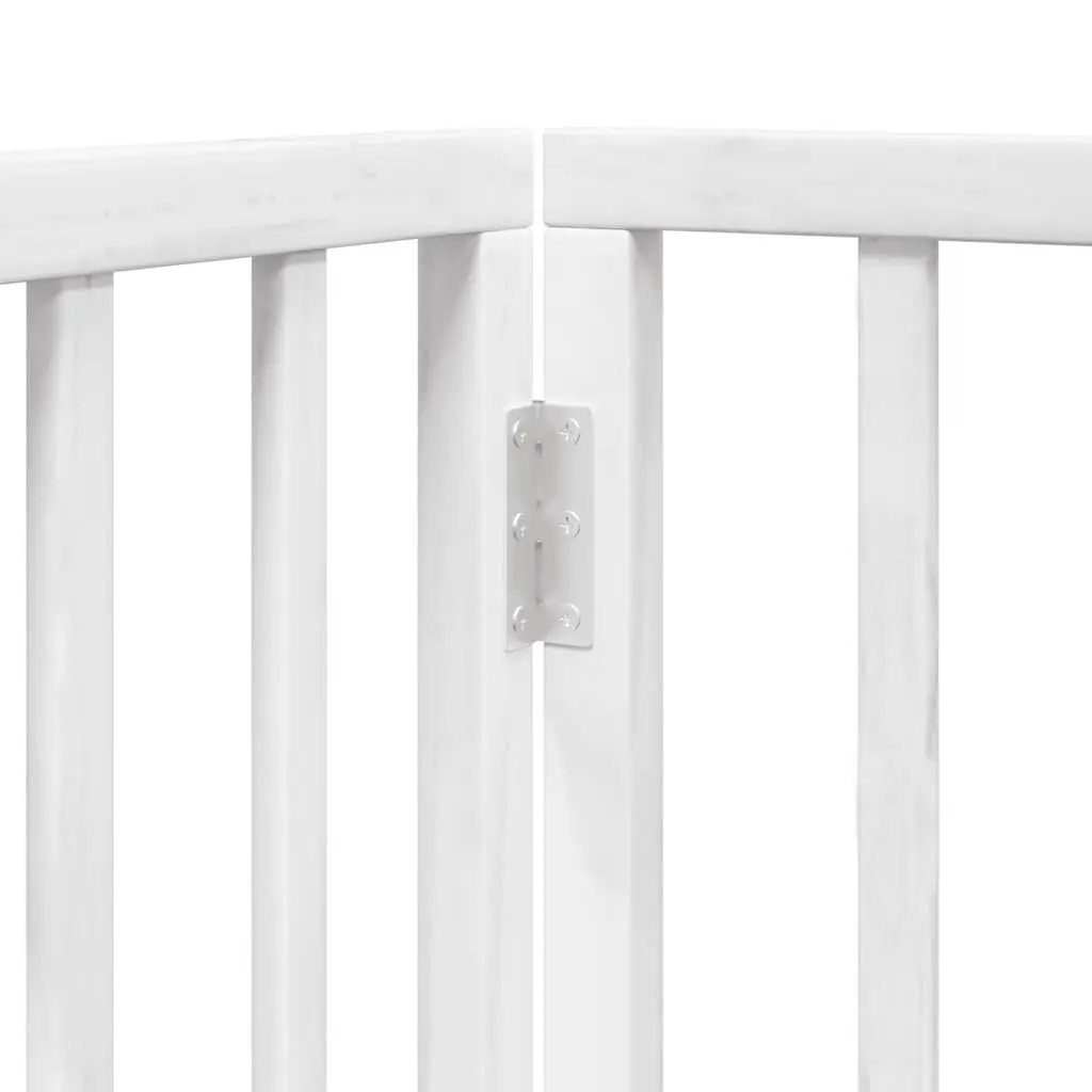 Foldable Dog Gate White 150cm 3 Panel Poplar Wood Pet Safety Barrier