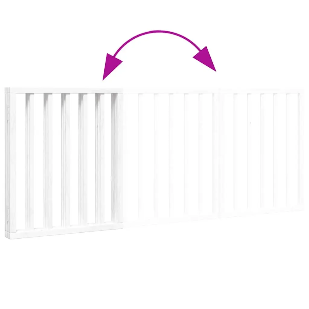 Foldable Dog Gate White 150cm 3 Panel Poplar Wood Pet Safety Barrier