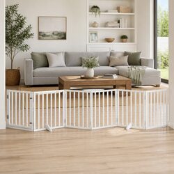 Reliable Foldable Dog Gate for Pets in White