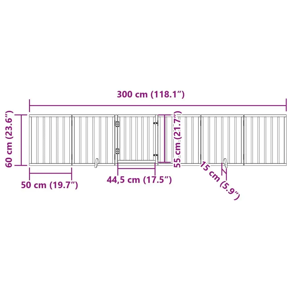 Foldable Dog Gate 6 Panels Pet Safety Barrier White Poplar Wood
