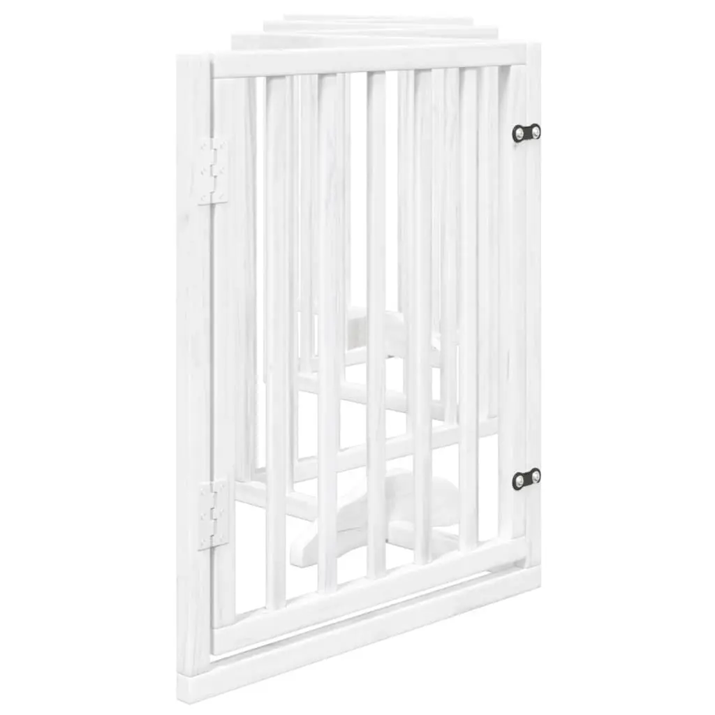 Foldable Dog Gate 6 Panels Pet Safety Barrier White Poplar Wood