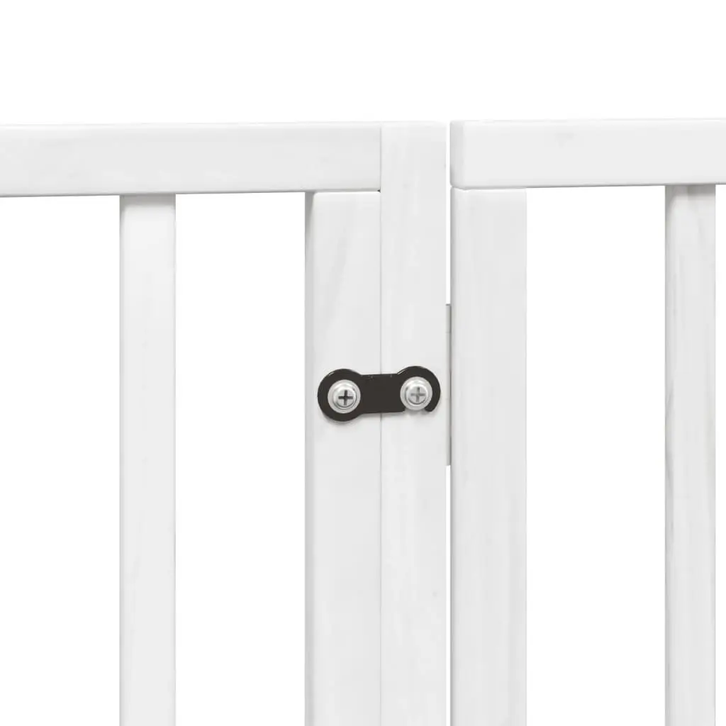 Foldable Dog Gate 6 Panels Pet Safety Barrier White Poplar Wood