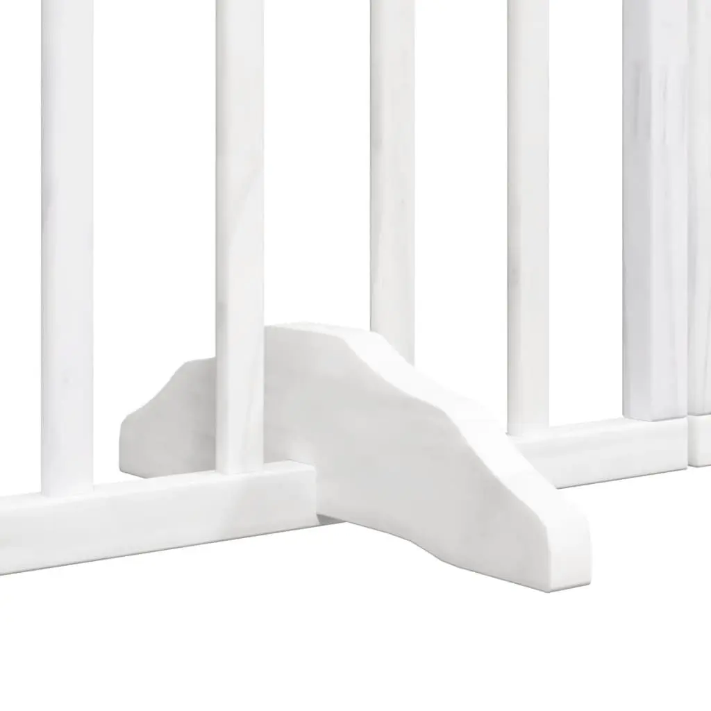Foldable Dog Gate 6 Panels Pet Safety Barrier White Poplar Wood