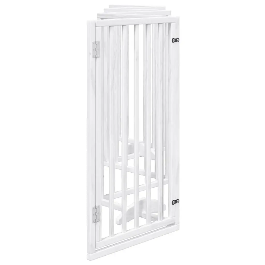 Dog Gate Foldable 6 Panels Pet Safety Barrier White Poplar Wood