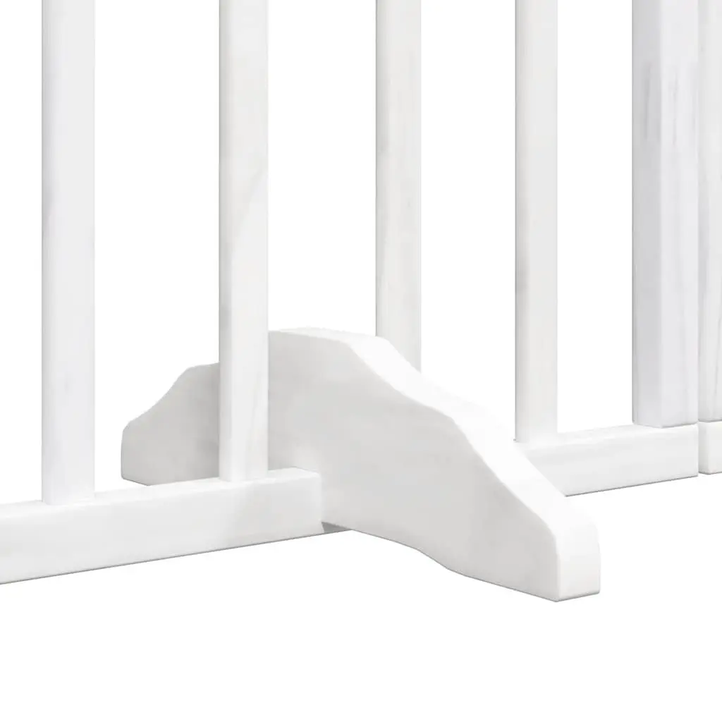 Dog Gate Foldable 6 Panels Pet Safety Barrier White Poplar Wood