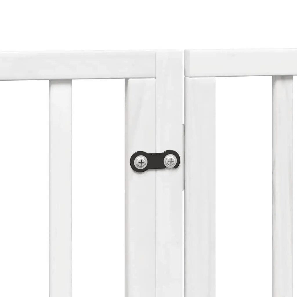 Dog Gate Foldable 6 Panels Pet Safety Barrier White Poplar Wood