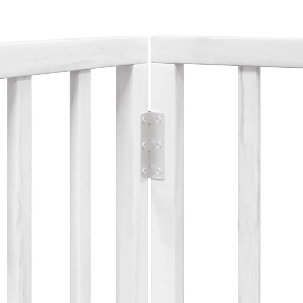 Dog Gate Foldable 6 Panels Pet Safety Barrier White Poplar Wood