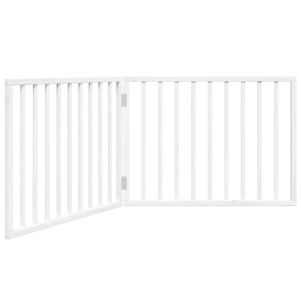 Foldable Dog Barrier 2 Panels 160cm White Poplar Wood Safety Gate