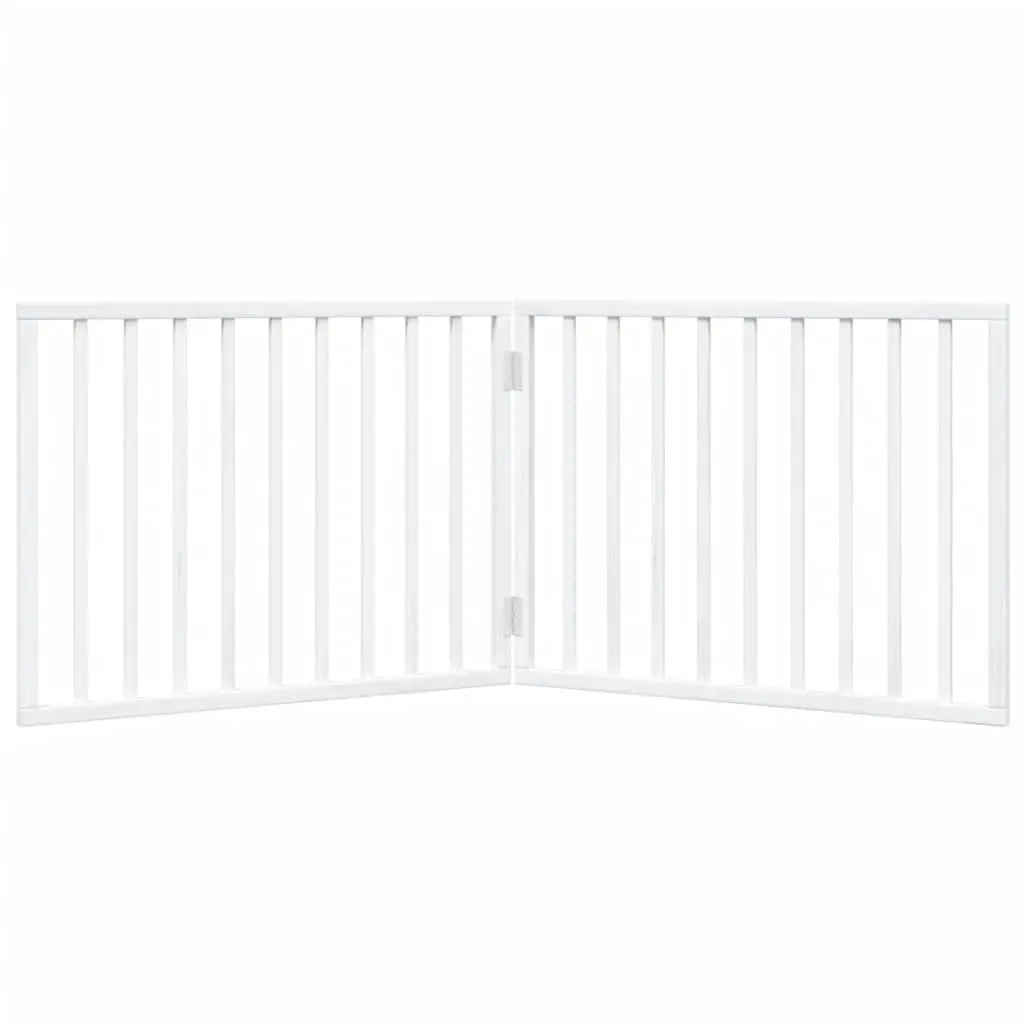 Foldable Dog Barrier 2 Panels 160cm White Poplar Wood Safety Gate
