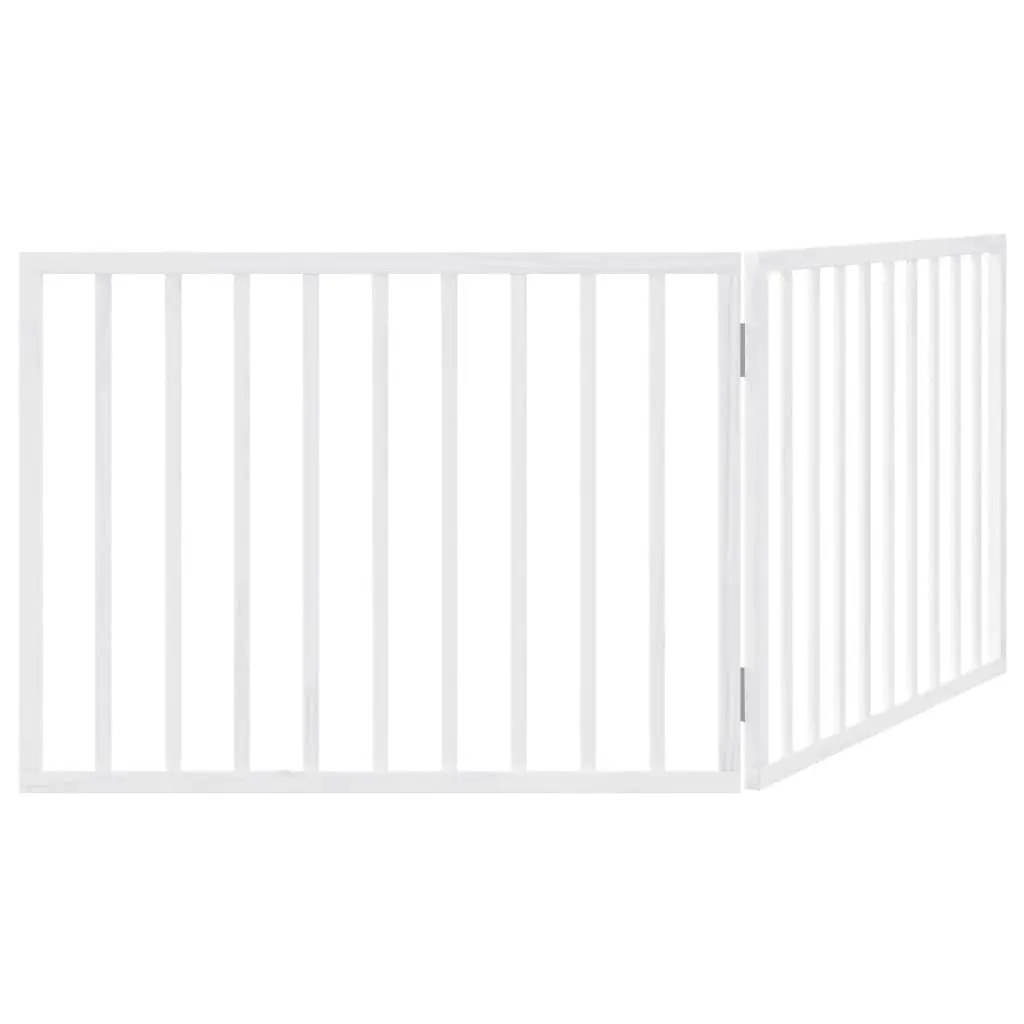 Foldable Dog Barrier 2 Panels 160cm White Poplar Wood Safety Gate