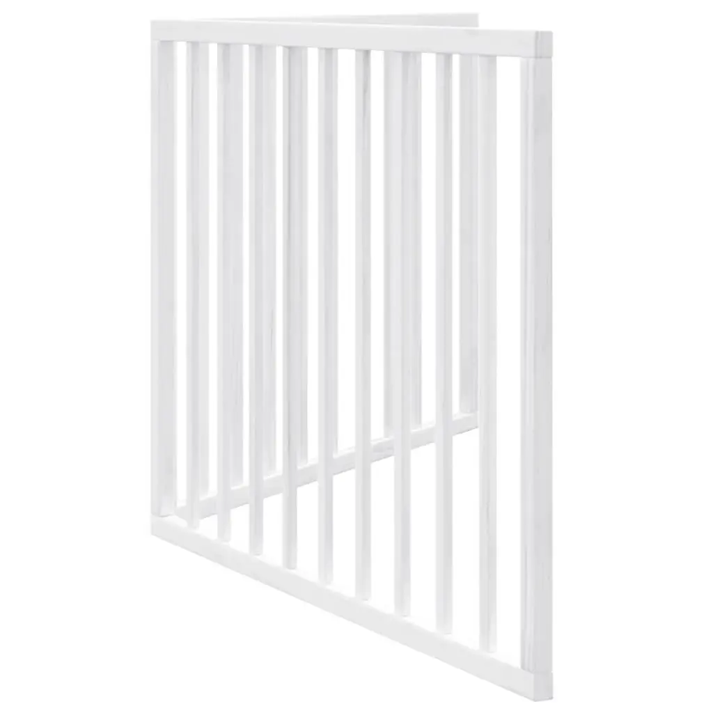 Foldable Dog Barrier 2 Panels 160cm White Poplar Wood Safety Gate
