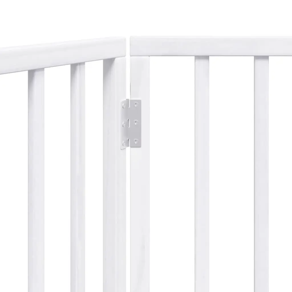 Foldable Dog Barrier 2 Panels 160cm White Poplar Wood Safety Gate