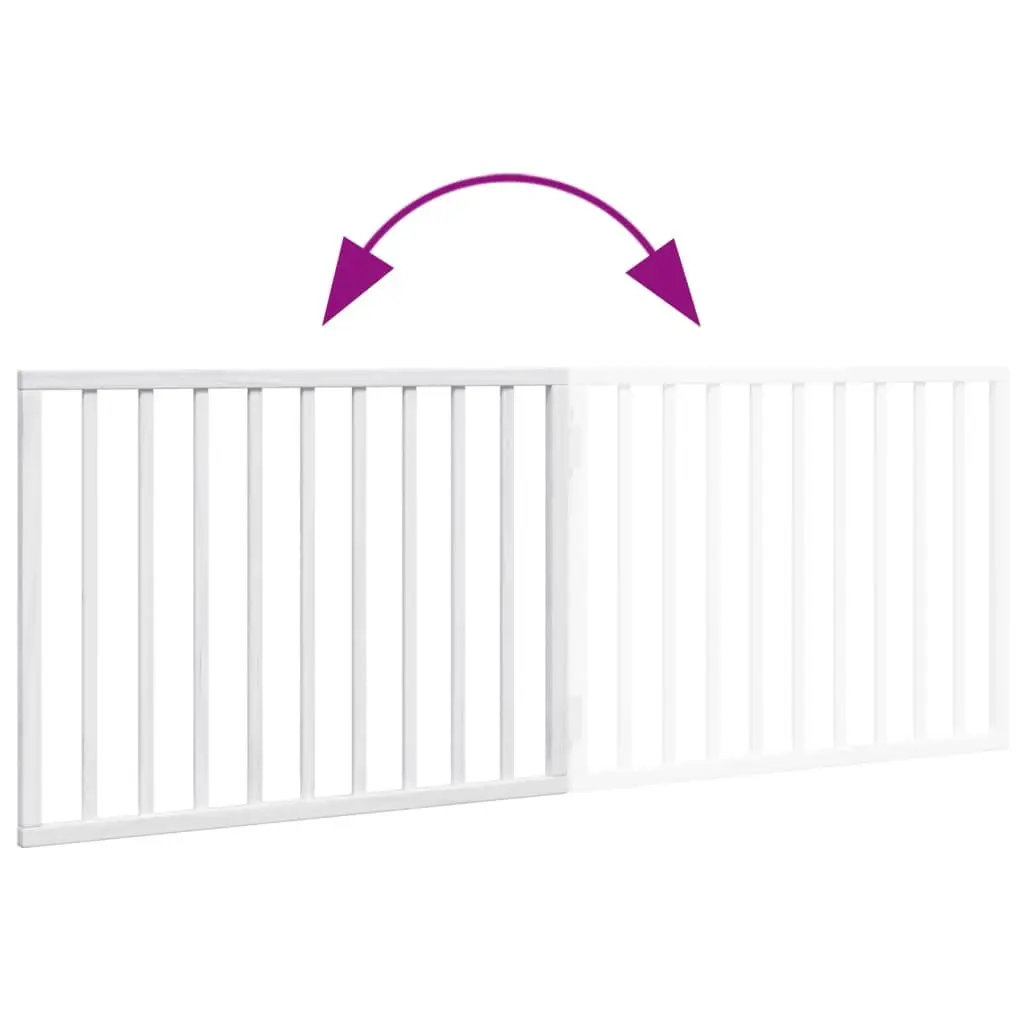 Foldable Dog Barrier 2 Panels 160cm White Poplar Wood Safety Gate