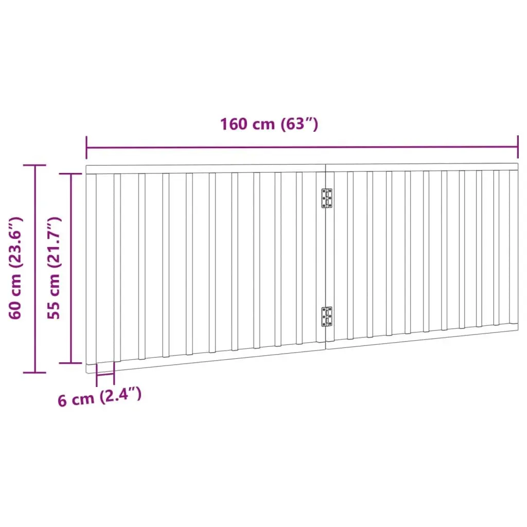 Foldable Dog Barrier 2 Panels 160cm White Poplar Wood Safety Gate