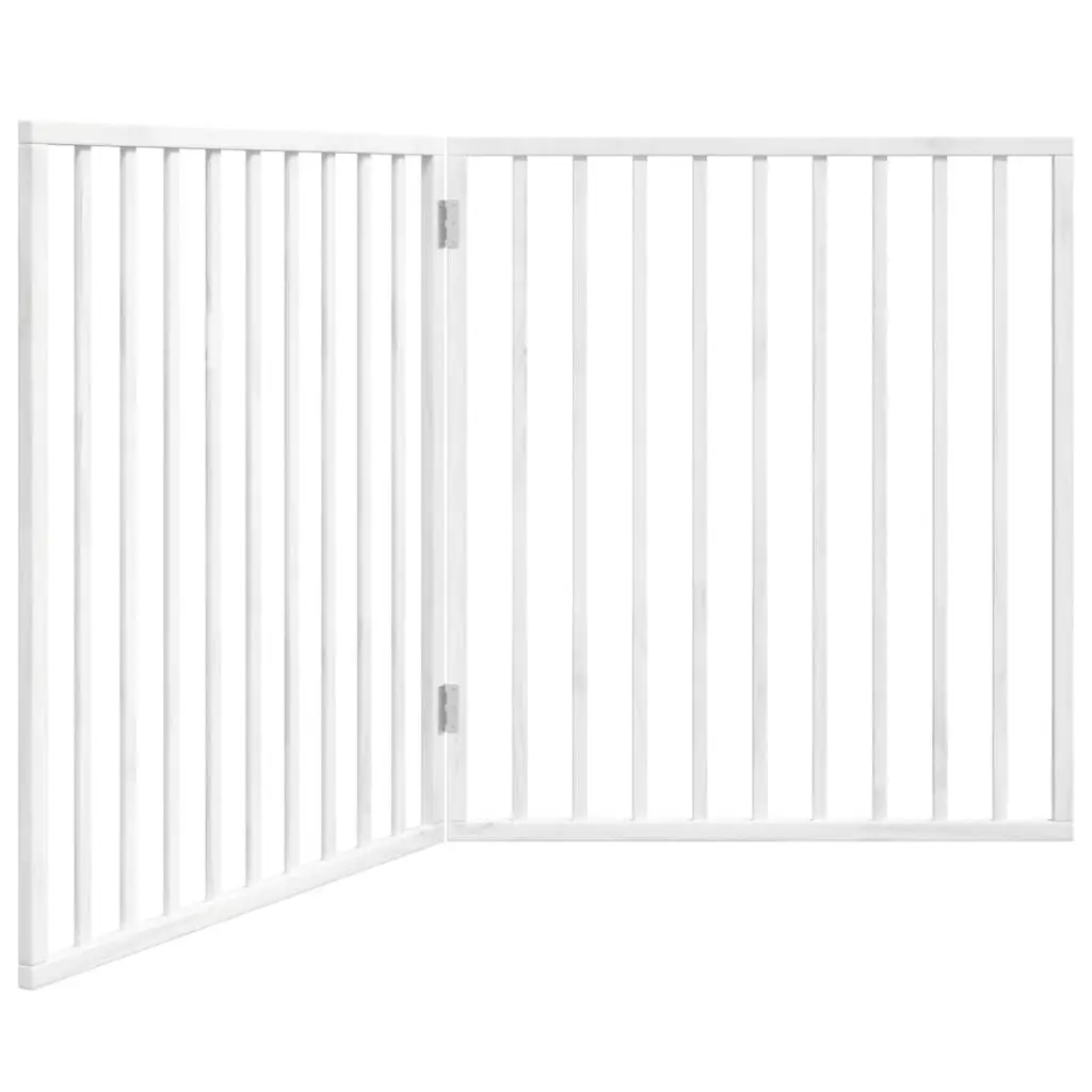 Dog Gate Foldable Safety Barrier 2 Panels 160cm White Poplar Wood