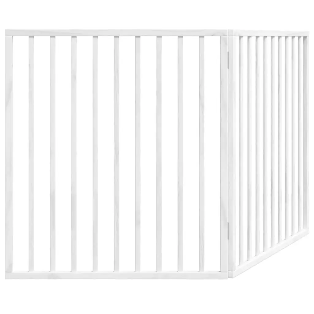 Dog Gate Foldable Safety Barrier 2 Panels 160cm White Poplar Wood