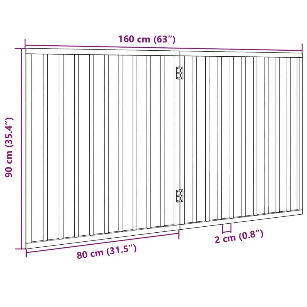 Dog Gate Foldable Safety Barrier 2 Panels 160cm White Poplar Wood