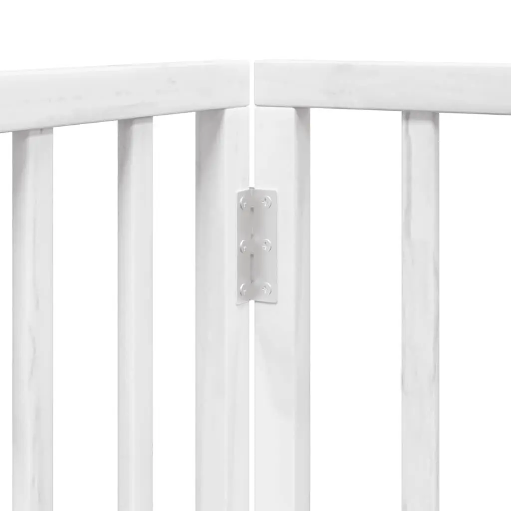Dog Gate Foldable 4 Panels Pet Safety Barrier White Poplar Wood