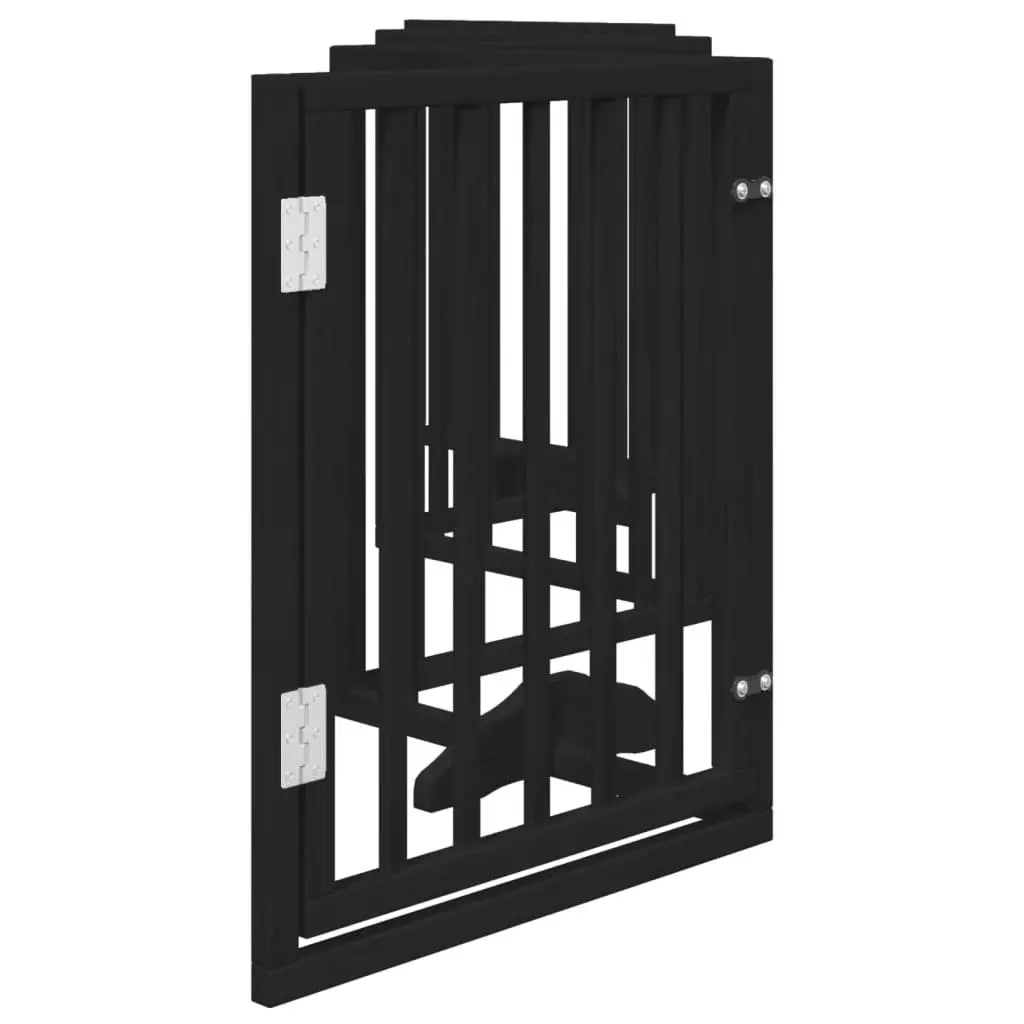 Dog Gate Foldable 6 Panels Black 300cm Poplar Wood Pet Safety Barrier