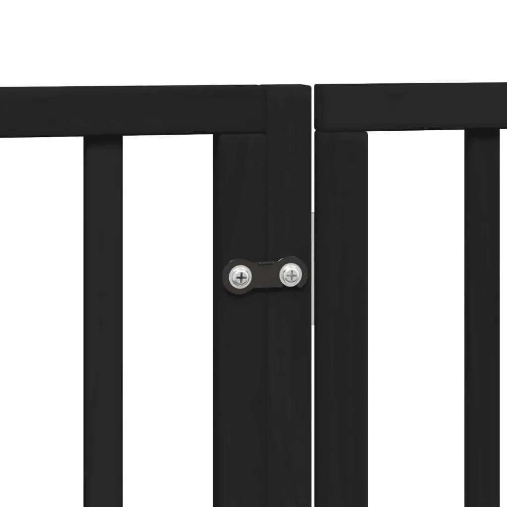 Dog Gate Foldable 6 Panels Black 300cm Poplar Wood Pet Safety Barrier