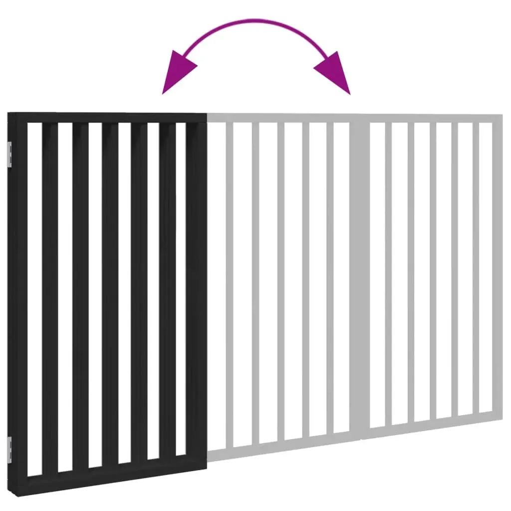 Dog Gate Foldable Pet Safety Barrier 150 cm Black 3 Panels Poplar Wood