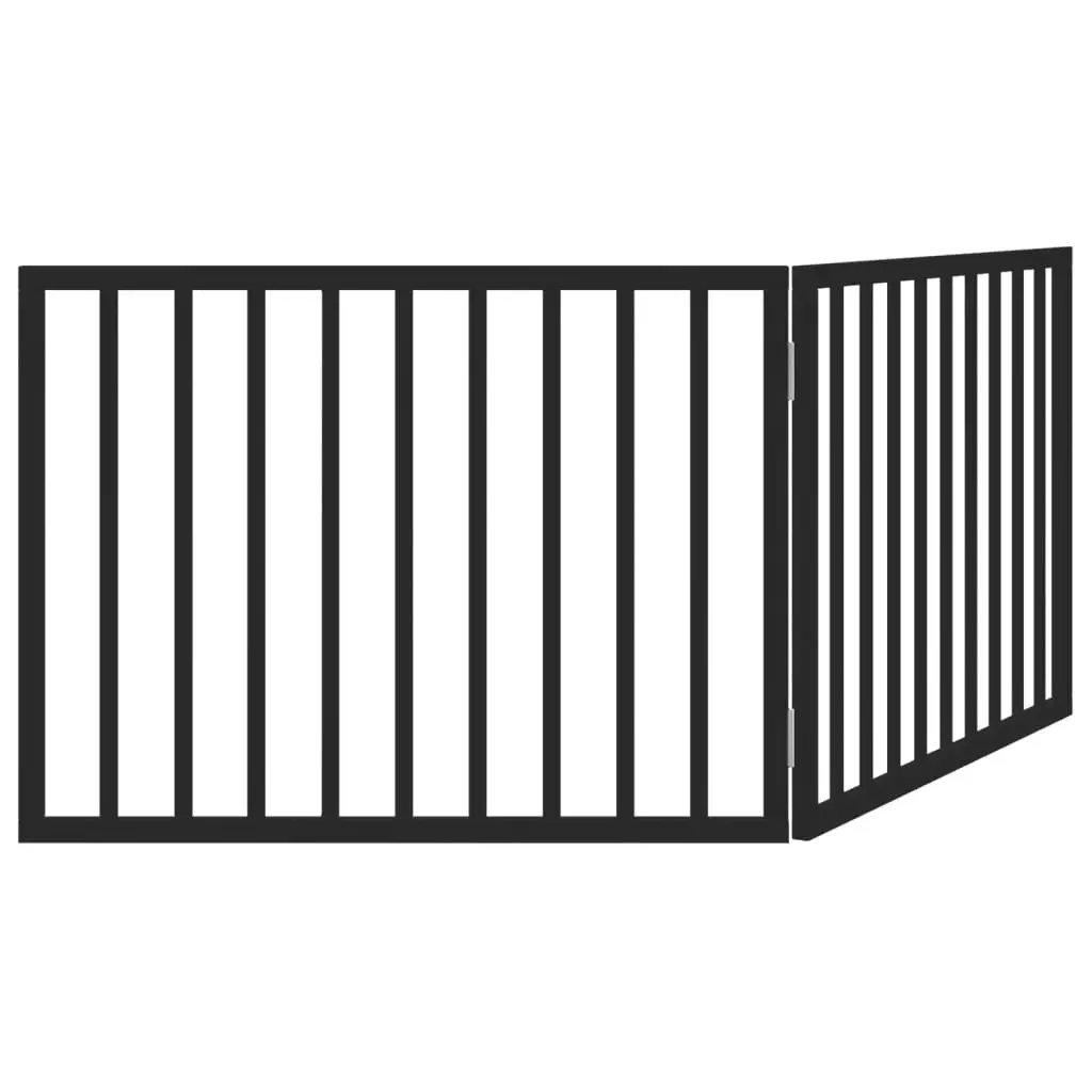 Dog Gate Foldable 2 Panels 160cm Black Poplar Wood Pet Safety Barrier