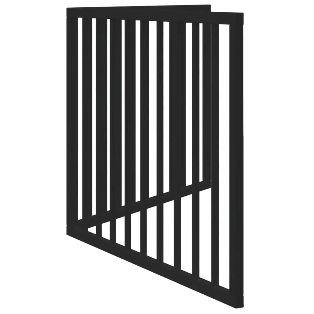 Dog Gate Foldable 2 Panels 160cm Black Poplar Wood Pet Safety Barrier
